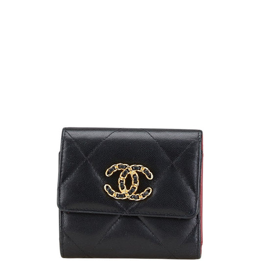 Chanel 19 Coco Mark Lambskin Small Flap Wallet