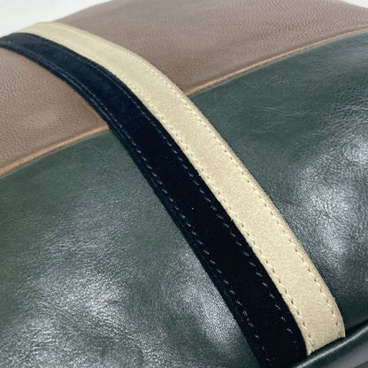CELINE Shoulder Bag leather Brown bicolor stripes Tote Bag Women Secondhand