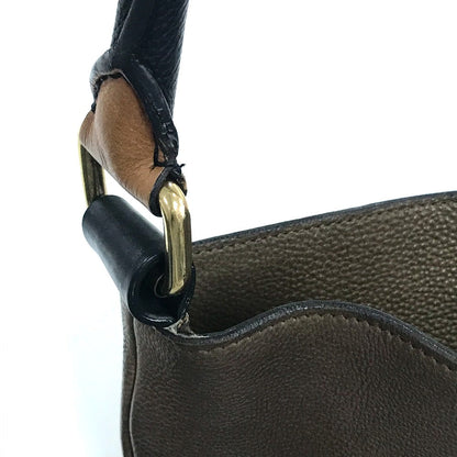 CELINE Shoulder Bag leather Brown bicolor stripes Tote Bag Women Secondhand