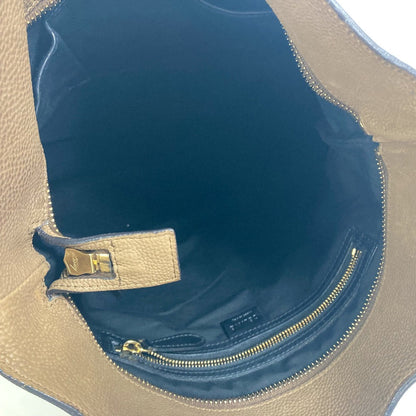 CELINE Shoulder Bag leather Brown bicolor stripes Tote Bag Women Secondhand
