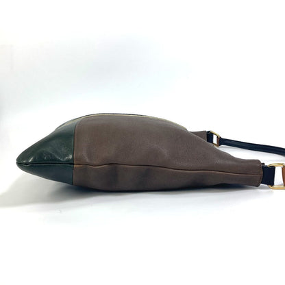 CELINE Shoulder Bag leather Brown bicolor stripes Tote Bag Women Secondhand