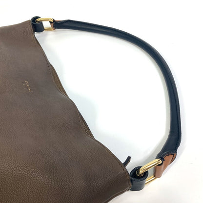CELINE Shoulder Bag leather Brown bicolor stripes Tote Bag Women Secondhand