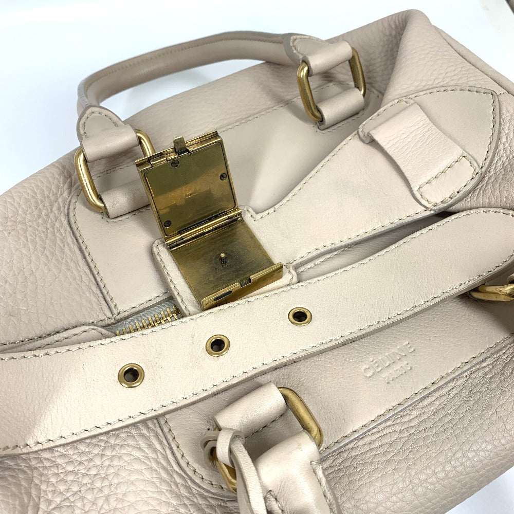 CELINE Handbag leather beige Old logo Mini Boston Women Secondhand