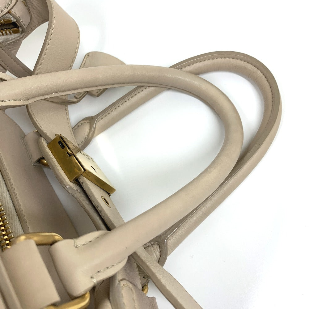 CELINE Handbag leather beige Old logo Mini Boston Women Secondhand