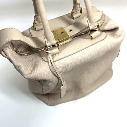 CELINE Handbag leather beige Old logo Mini Boston Women Secondhand
