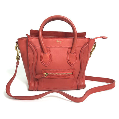 CELINE Handbag 168243 leather Red Nano Shopper Luggage Women Secondhand