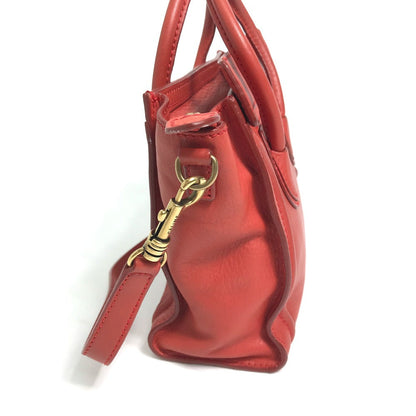 CELINE Handbag 168243 leather Red Nano Shopper Luggage Women Secondhand