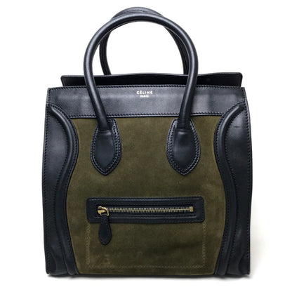 CELINE Tote Bag 165213 Suede / leather khaki Luggage mini shopper Women Secondhand