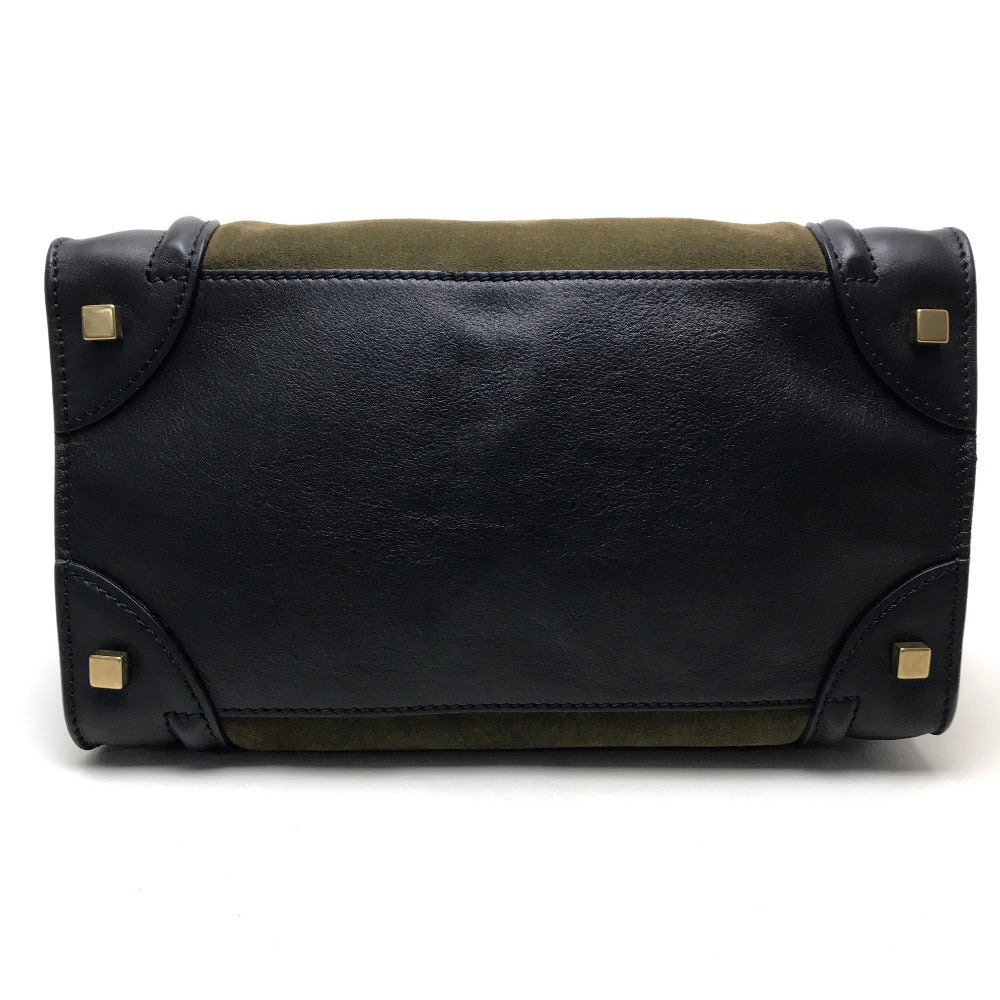 CELINE Tote Bag 165213 Suede / leather khaki Luggage mini shopper Women Secondhand