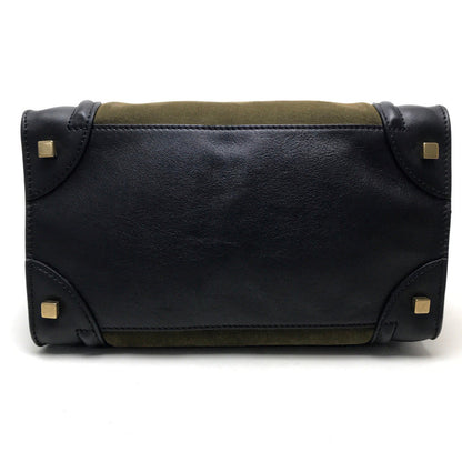 CELINE Tote Bag 165213 Suede / leather khaki Luggage mini shopper Women Secondhand
