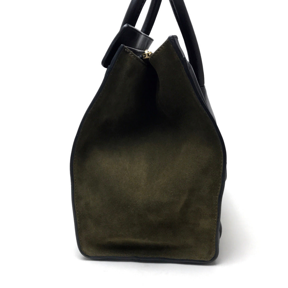 CELINE Tote Bag 165213 Suede / leather khaki Luggage mini shopper Women Secondhand
