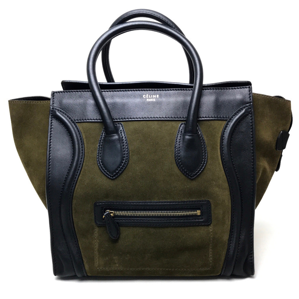 CELINE Tote Bag 165213 Suede / leather khaki Luggage mini shopper Women Secondhand