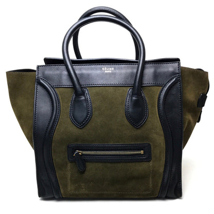 CELINE Tote Bag 165213 Suede / leather khaki Luggage mini shopper Women Secondhand