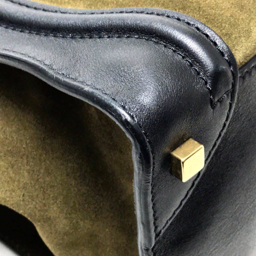 CELINE Tote Bag 165213 Suede / leather khaki Luggage mini shopper Women Secondhand