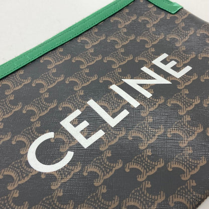 CELINE Clutch bag leather Brown triomphe logo mens Secondhand