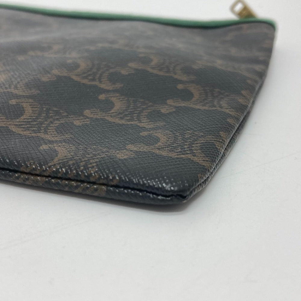 CELINE Clutch bag leather Brown triomphe logo mens Secondhand