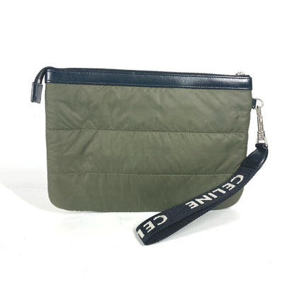 CELINE Clutch bag Leather / nylon khaki By color logo Women Used