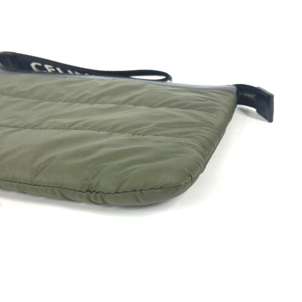 CELINE Clutch bag Leather / nylon khaki By color logo Women Used