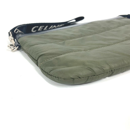 CELINE Clutch bag Leather / nylon khaki By color logo Women Used