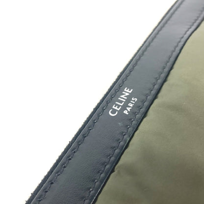 CELINE Clutch bag Leather / nylon khaki By color logo Women Used