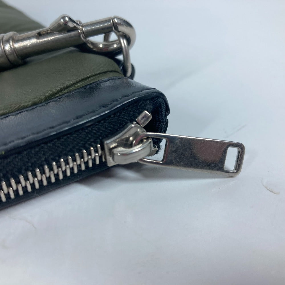 CELINE Clutch bag Leather / nylon khaki By color logo Women Used