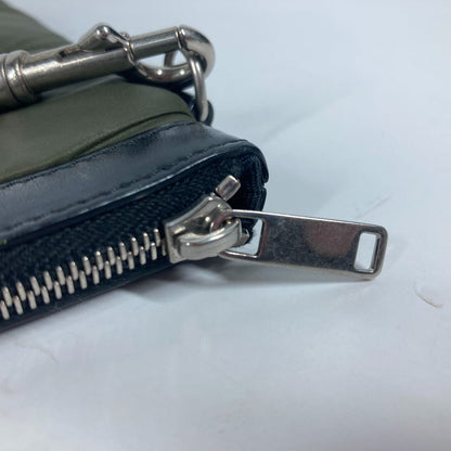 CELINE Clutch bag Leather / nylon khaki By color logo Women Used