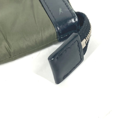 CELINE Clutch bag Leather / nylon khaki By color logo Women Used