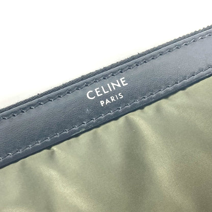 CELINE Clutch bag Leather / nylon khaki By color logo Women Used