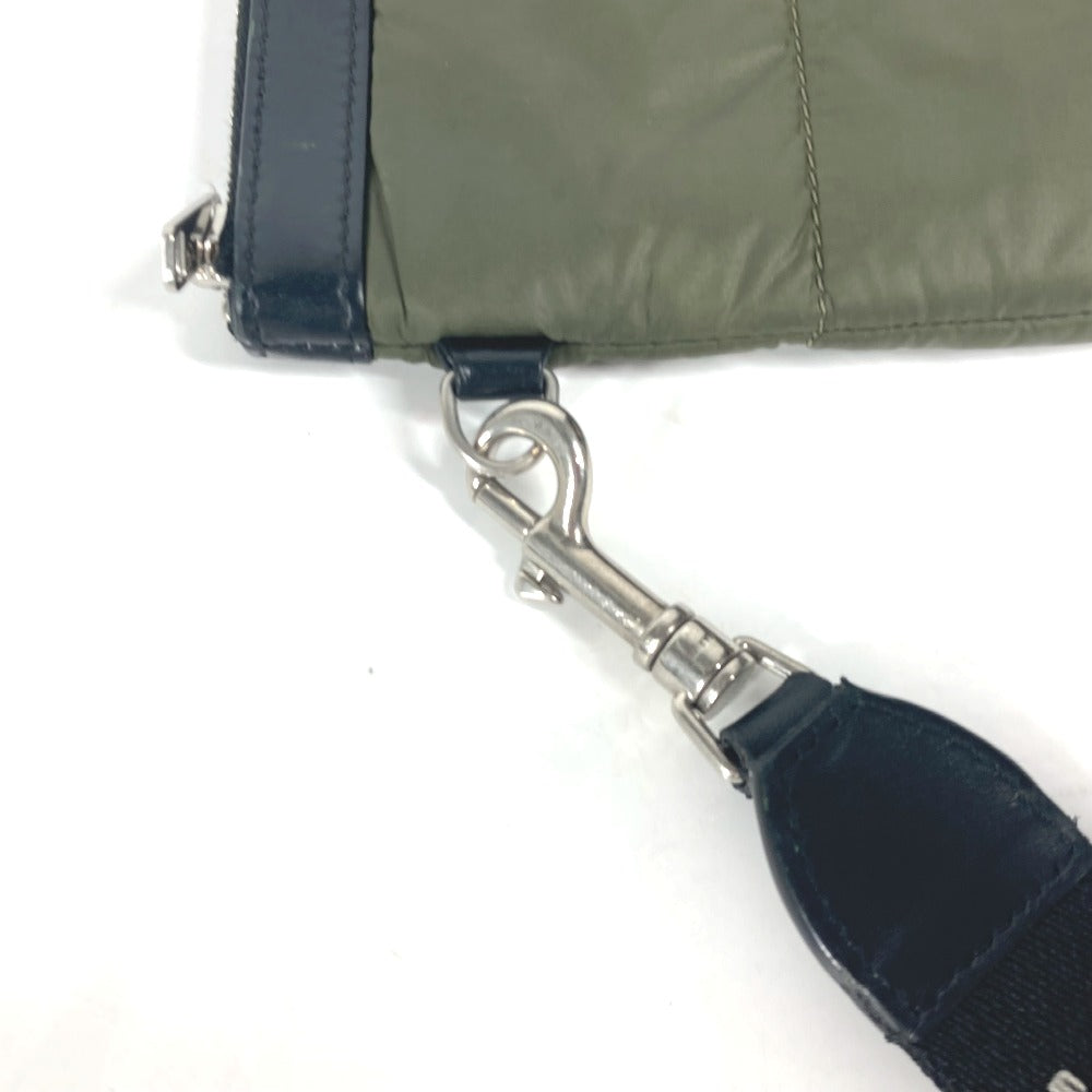 CELINE Clutch bag Leather / nylon khaki By color logo Women Used