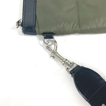 CELINE Clutch bag Leather / nylon khaki By color logo Women Used