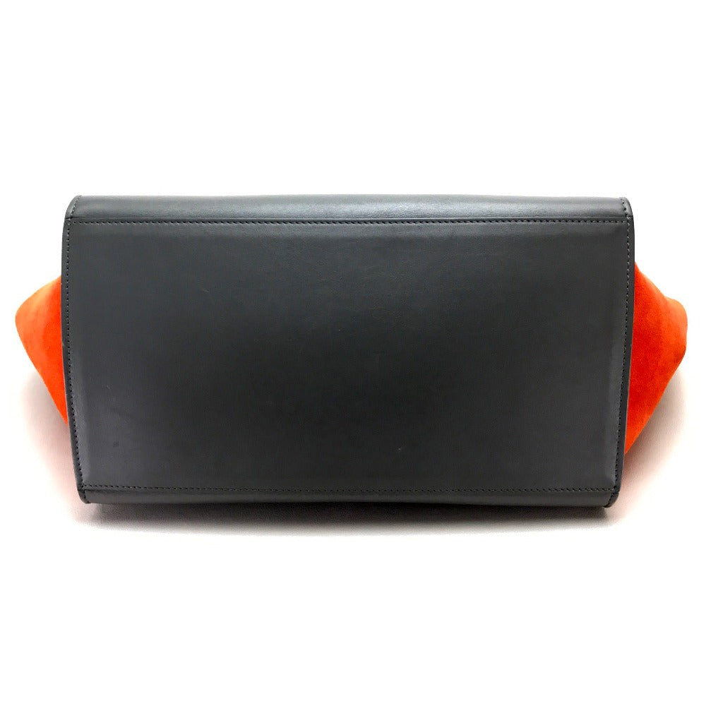 CELINE Shoulder Bag Suede leather Gray x black x orange 2WAY handbag Women Used