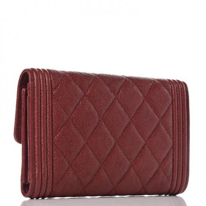 Chanel Boy Small Flap Wallet Maroon