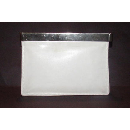 Fendi Clutch Embossed Two Or Style Purse White Leatherchrome Ff Top Shoulder Bag