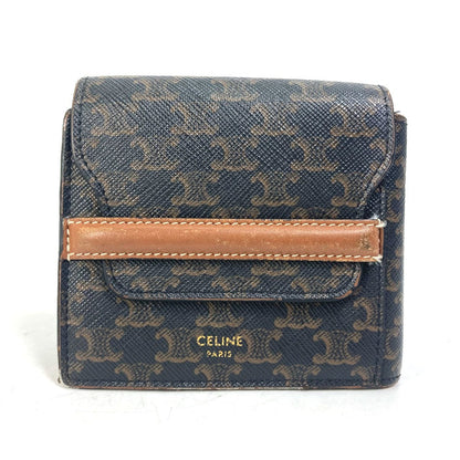 CELINE Folded wallet leather Brown Card Case triomphe wallet mens Used