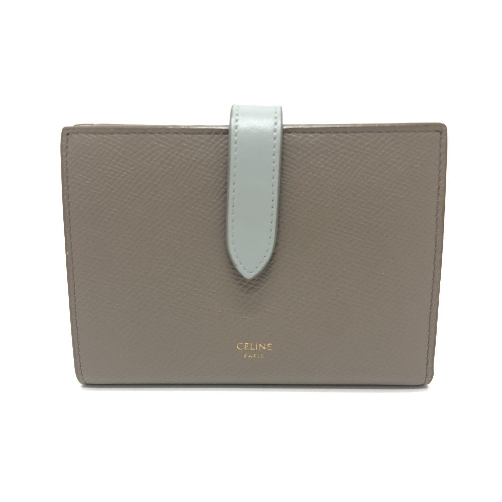 CELINE Folded wallet 10B643BRU leather gray Bicolor Medium Strap Wallet Women Used