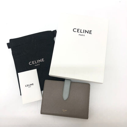 CELINE Folded wallet 10B643BRU leather gray Bicolor Medium Strap Wallet Women Used
