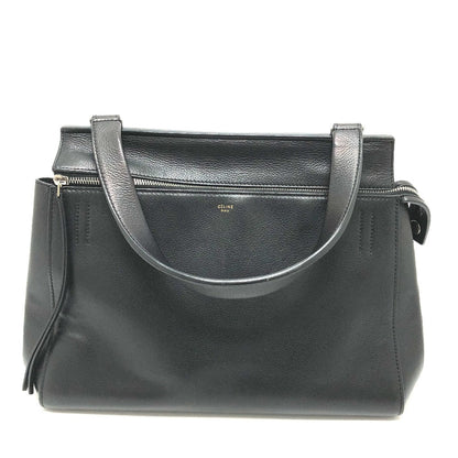 CELINE Shoulder Bag leather black Shoulder edge bag Women Secondhand