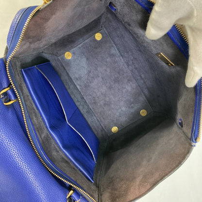 CELINE Shoulder Bag leather blue Handbag Belt bag Women Secondhand