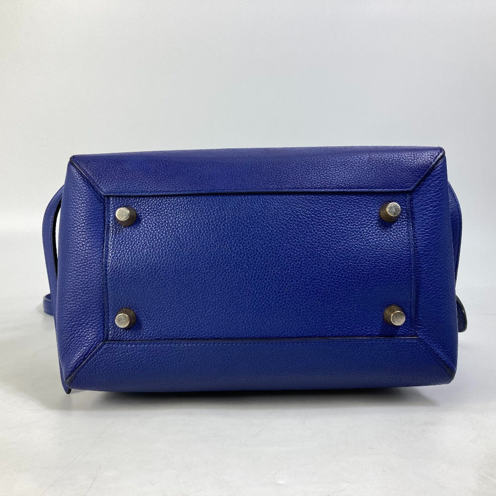 CELINE Shoulder Bag leather blue Handbag Belt bag Women Secondhand