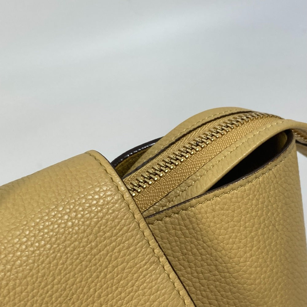 CELINE Shoulder Bag leather yellow Belt bag mini Women Secondhand