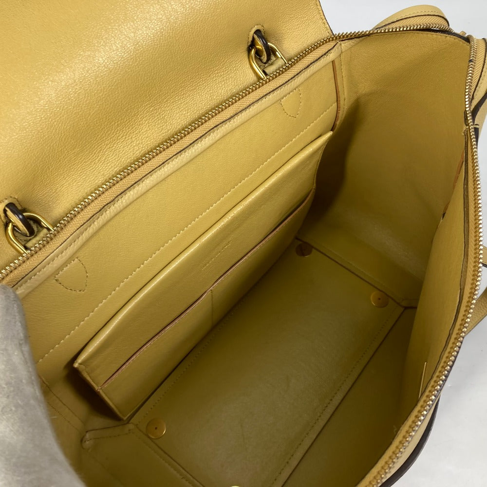 CELINE Shoulder Bag leather yellow Belt bag mini Women Secondhand
