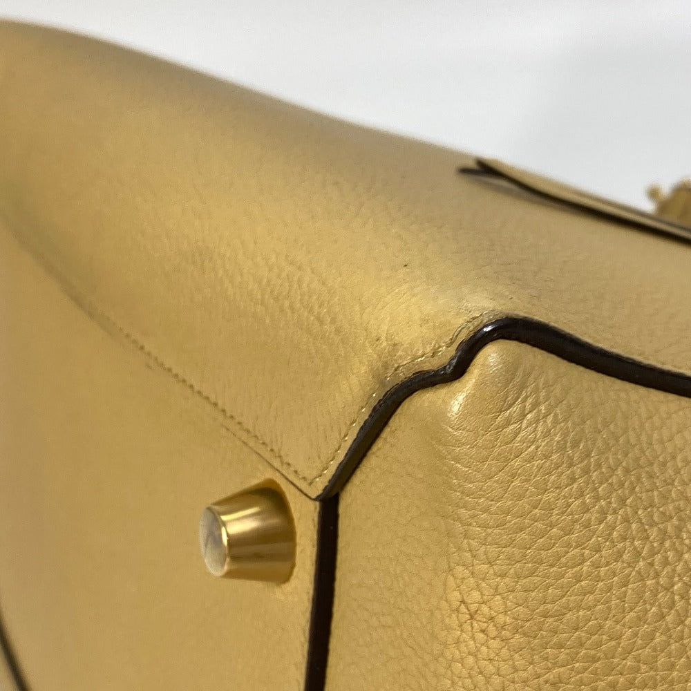 CELINE Shoulder Bag leather yellow Belt bag mini Women Secondhand