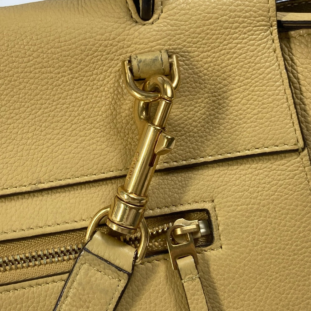 CELINE Shoulder Bag leather yellow Belt bag mini Women Secondhand
