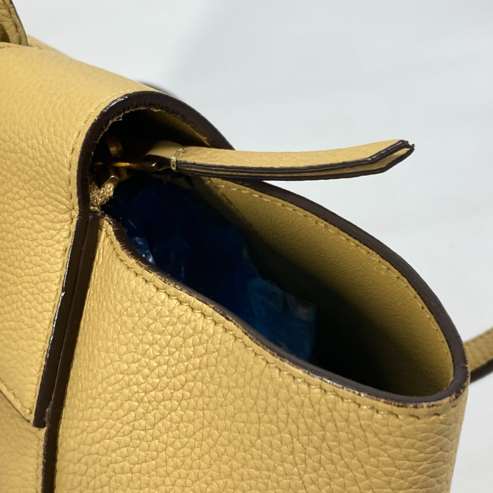 CELINE Shoulder Bag leather yellow Belt bag mini Women Secondhand