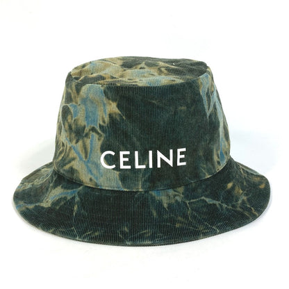 CELINE hat 2AU5B214Q cotton green Corduroy tie-dye logo hat unisex L Secondhand