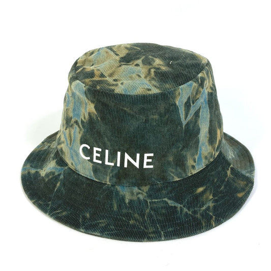 CELINE hat 2AU5B214Q cotton green Corduroy tie-dye logo hat unisex L Secondhand