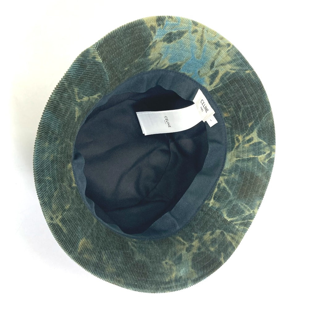 CELINE hat 2AU5B214Q cotton green Corduroy tie-dye logo hat unisex L Secondhand