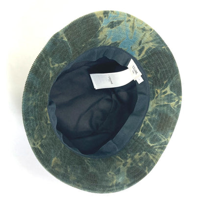 CELINE hat 2AU5B214Q cotton green Corduroy tie-dye logo hat unisex L Secondhand