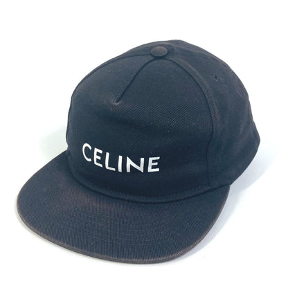 CELINE cap cotton black hat logo hat unisex(Unisex) Used