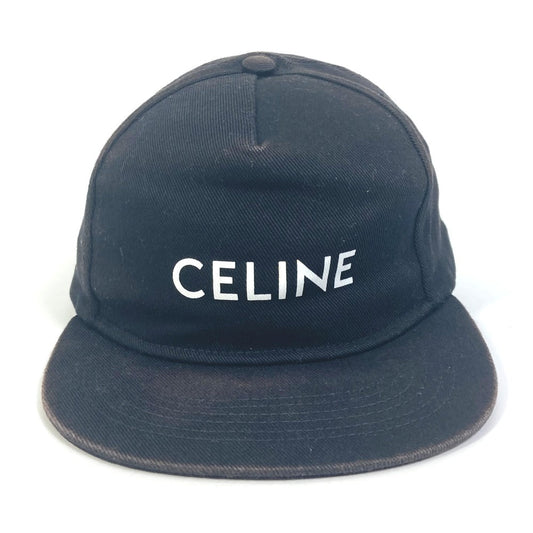 CELINE cap cotton black hat logo hat unisex(Unisex) Used